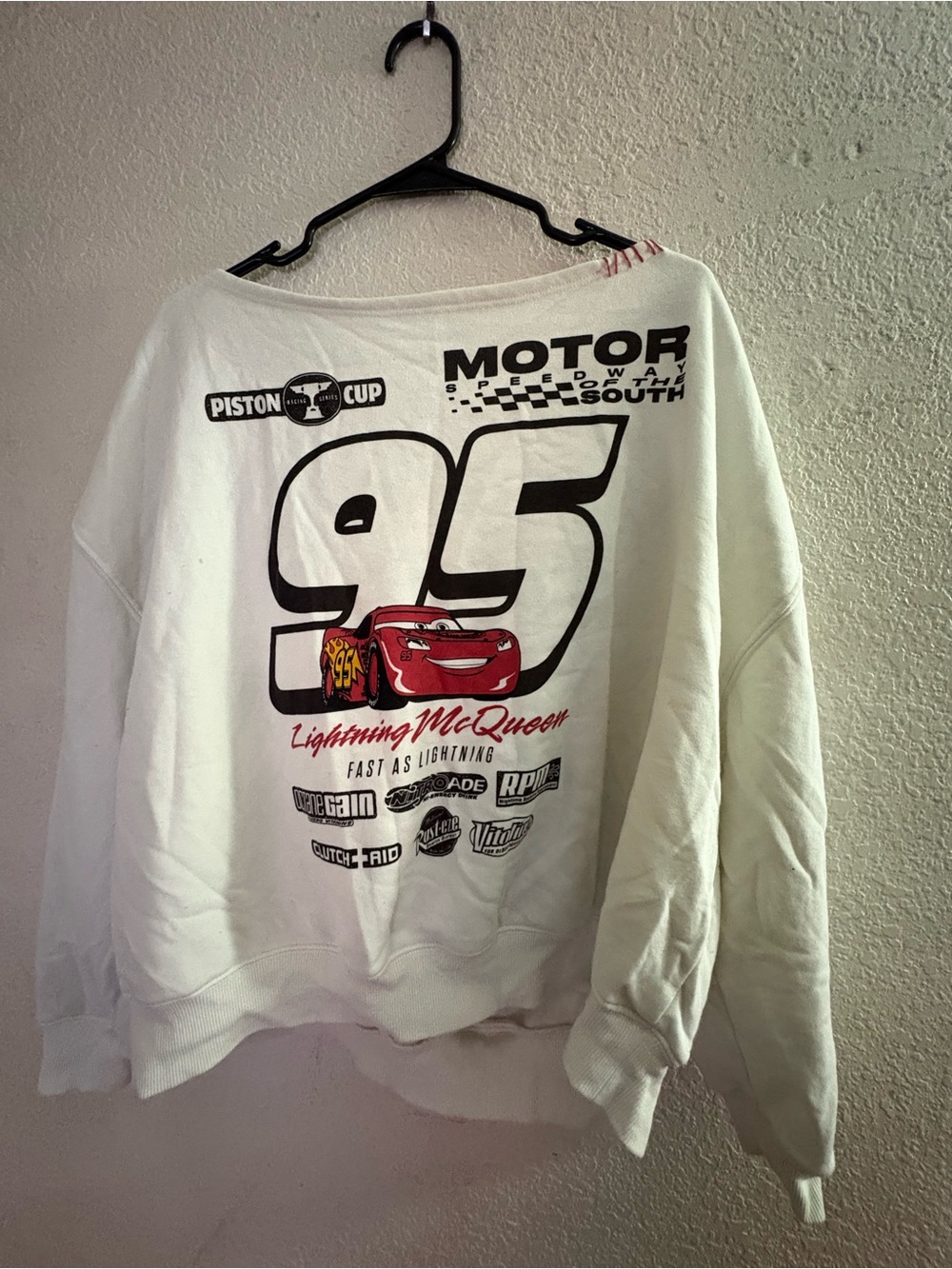 Lightning McQueen White Sweatshirt - Racing 95 Graphic